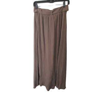 NWOT Soft Surroundings Long Taupe Crinkle Skirt with Belt